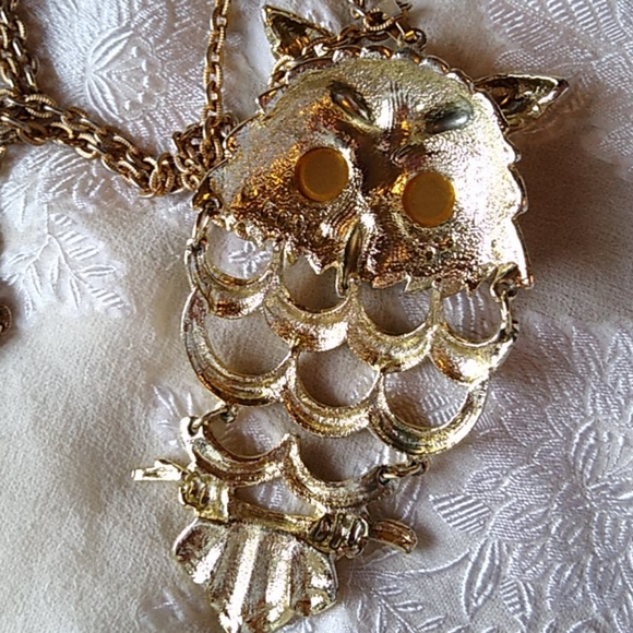 Vintage Large Owl Necklace Pendant - Picture 6 of 7